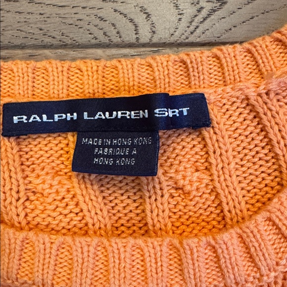 Ralph Lauren Sport orange long sleeve cable knit braided sweater - Picture 5 of 13